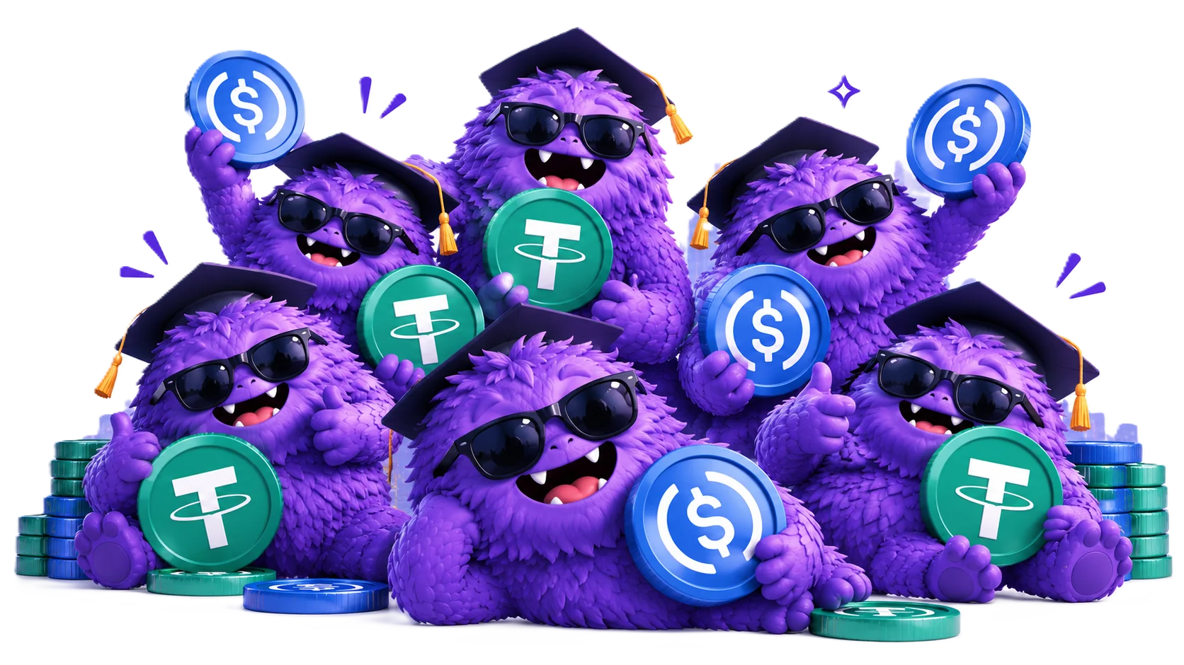 Trust Monsters holding USDC and USDT stablecoins